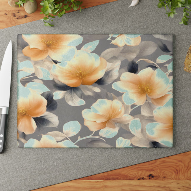 Soft Blossom Floral Bunch Glass Cutting Board, 11" x 15"