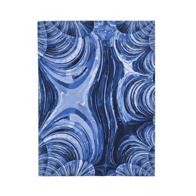Uzi Spiral Deep Blue Velveteen Plush Blanket, 30" x 40"