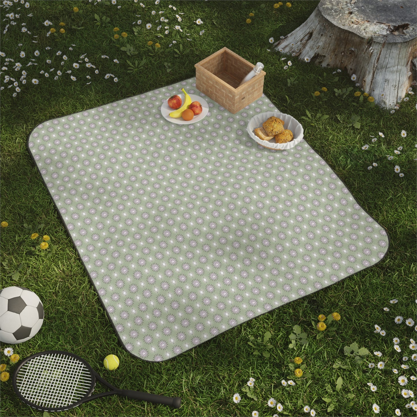 Olive Star-crossed Bodies Picnic Blanket, 61" × 51"