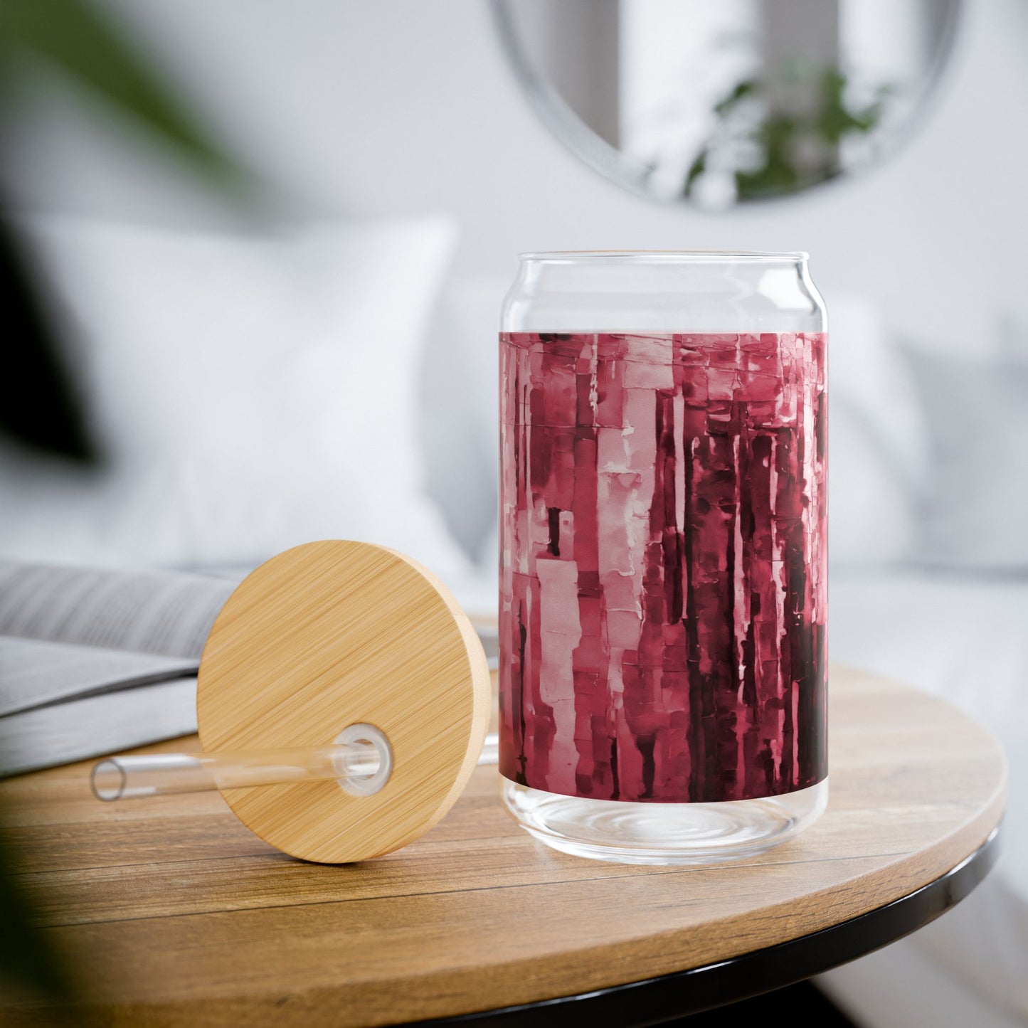 Striped Ruby Sipper Glass, 16oz