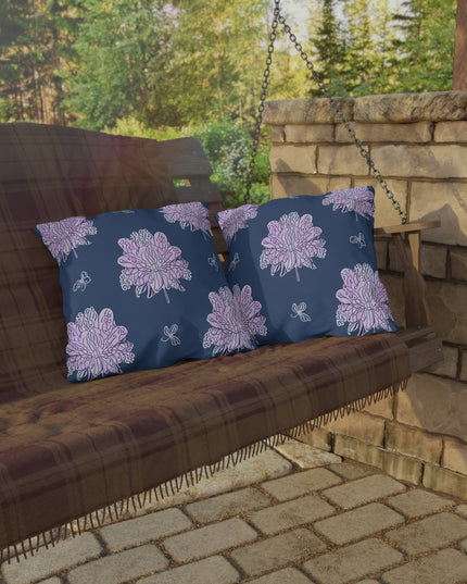 Purple White Floral Butterflies 18" x 18" Outdoor Pillow