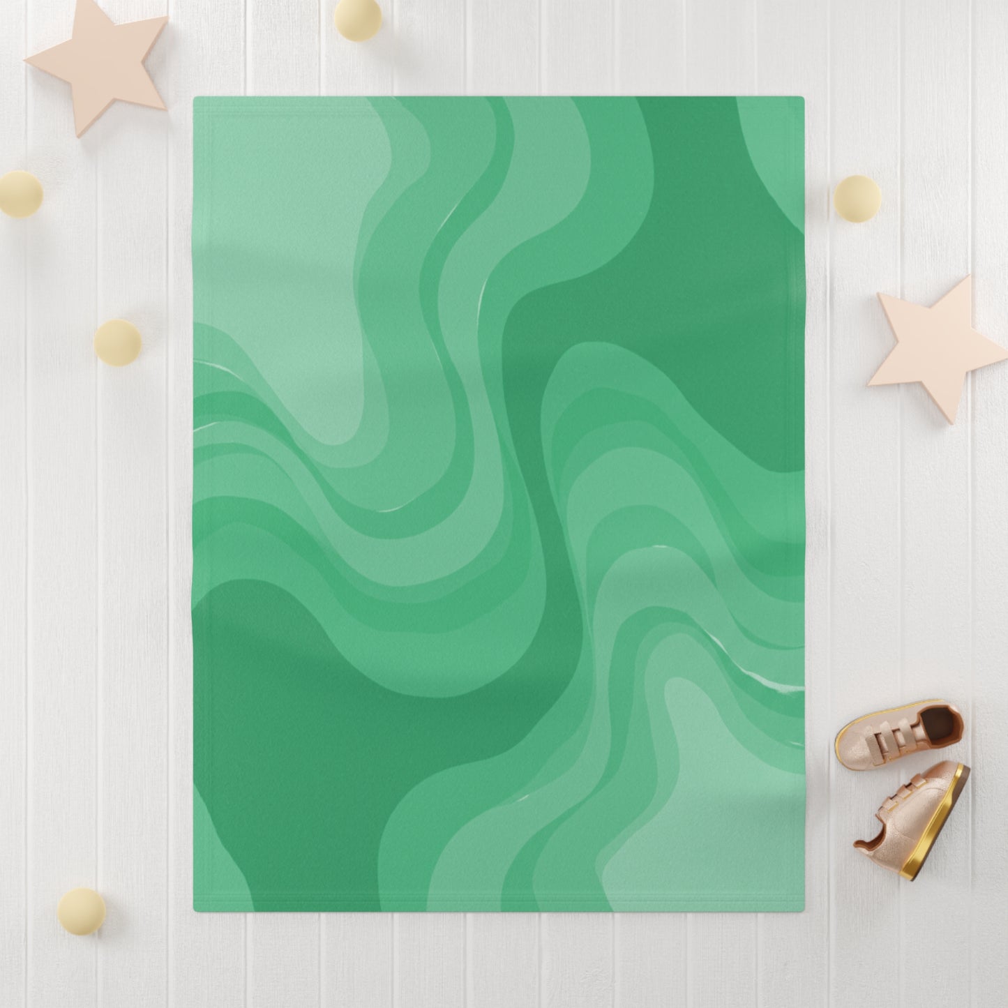 Mint Green Wavey Soft Fleece Baby Blanket, 30" x 40"