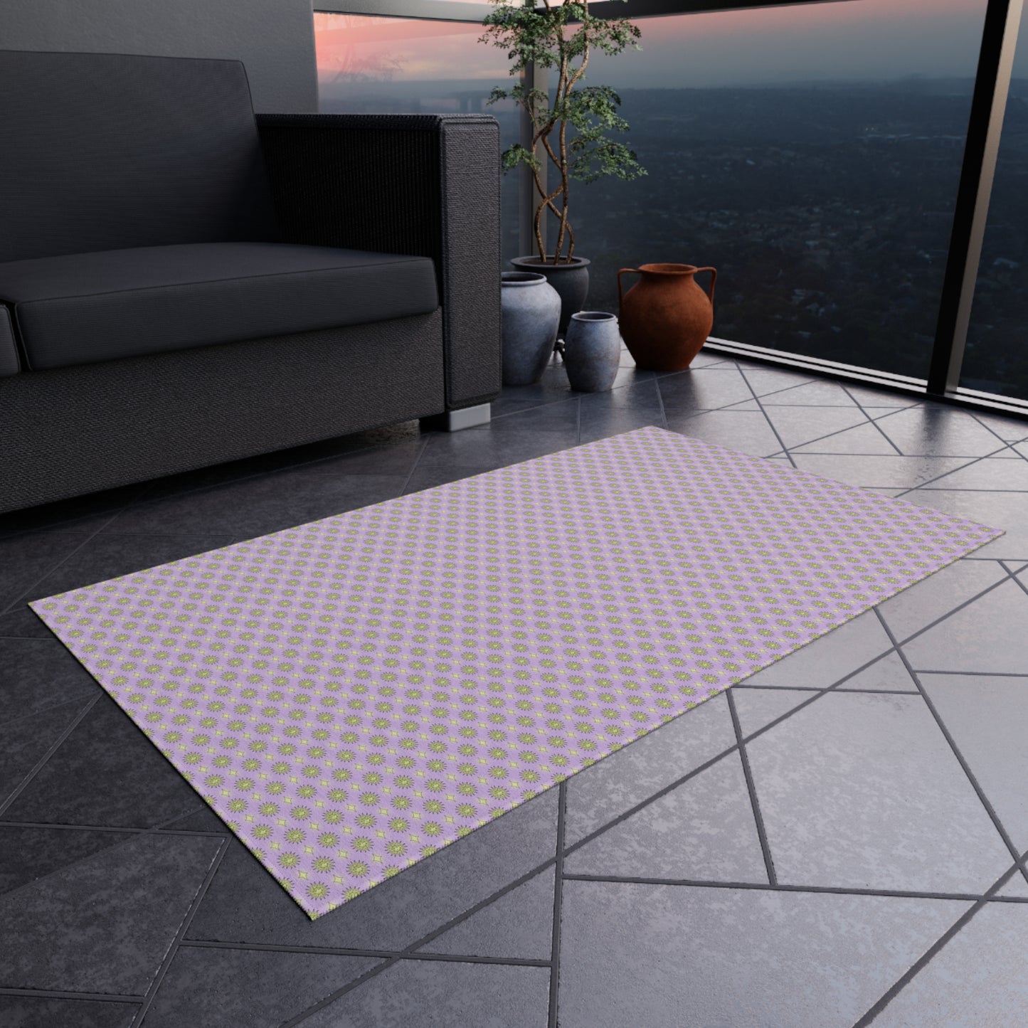Magenta Star-crossed Bodies Outdoor Rug, 36" x 60"