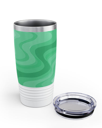 Mint Green Wavey Ringneck Tumbler, 20oz in white
