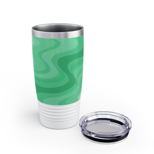 Mint Green Wavey Ringneck Tumbler, 20oz in white, steel and black