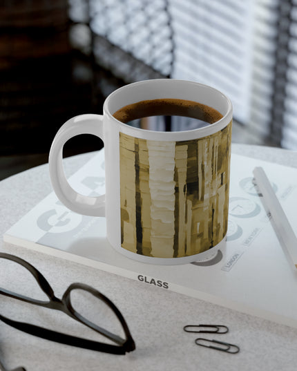 Striped Light Brown 20 oz White Glossy Jumbo Mug