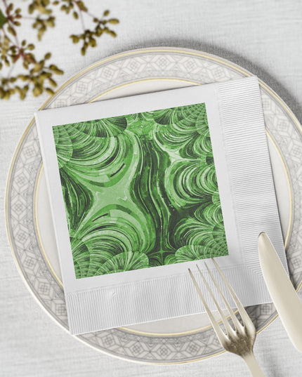 Uzi Spiral Mint Pastel White Coined Napkins, 6.5" x 6.5"