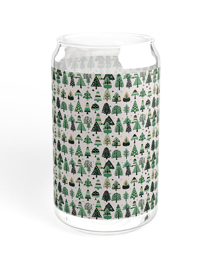 Mini Vintage Green Trees Sipper Glass, 16oz