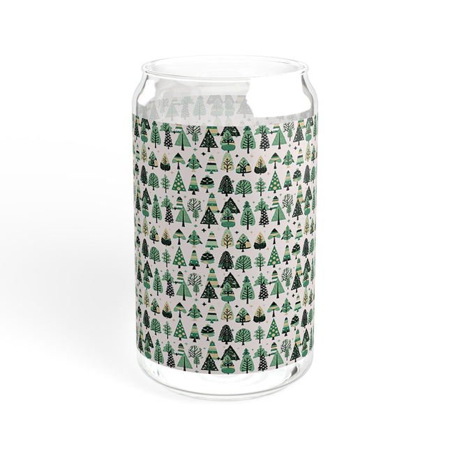 Mini Vintage Green Trees Sipper Glass, 16oz