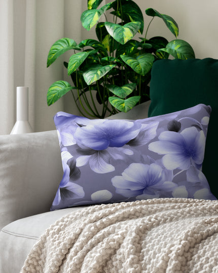 Indigo Blossom Floral Bunch Spun Polyester Lumbar Pillow, 20" x 14"
