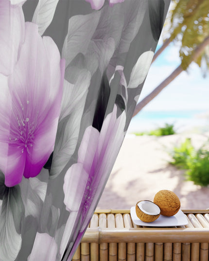 Purple Blossom Floral Bunch Window Curtain, 50" x  84", blackout