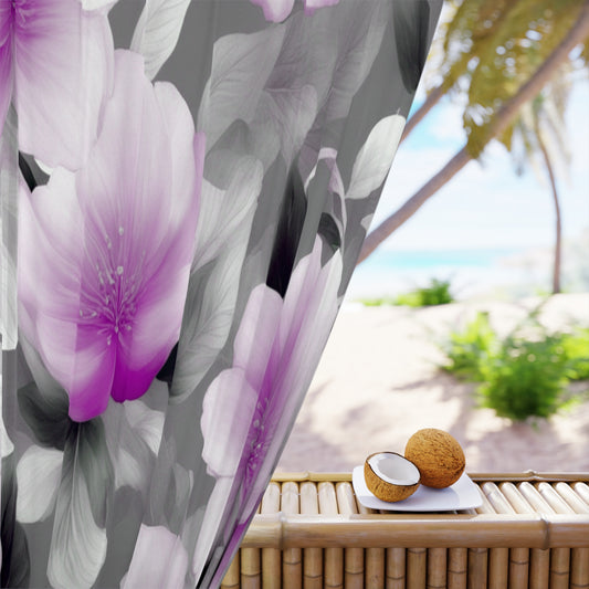Purple Blossom Floral Bunch Window Curtain, 50" x  84", blackout