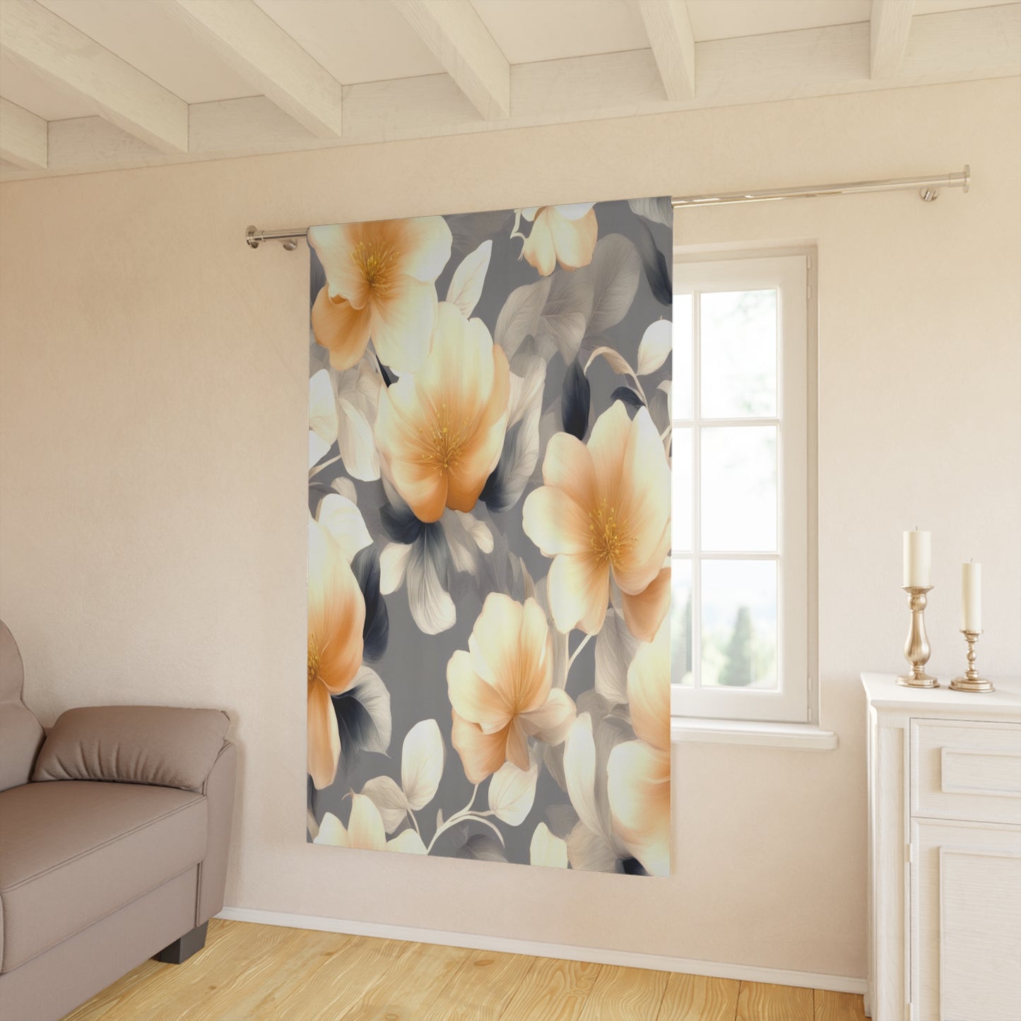 Soft Blossom Floral Bunch Window Curtain, 50" x  84", blackout