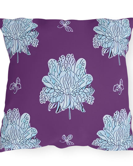 Blue Floral Butterflies 20" x 20" Outdoor Pillow