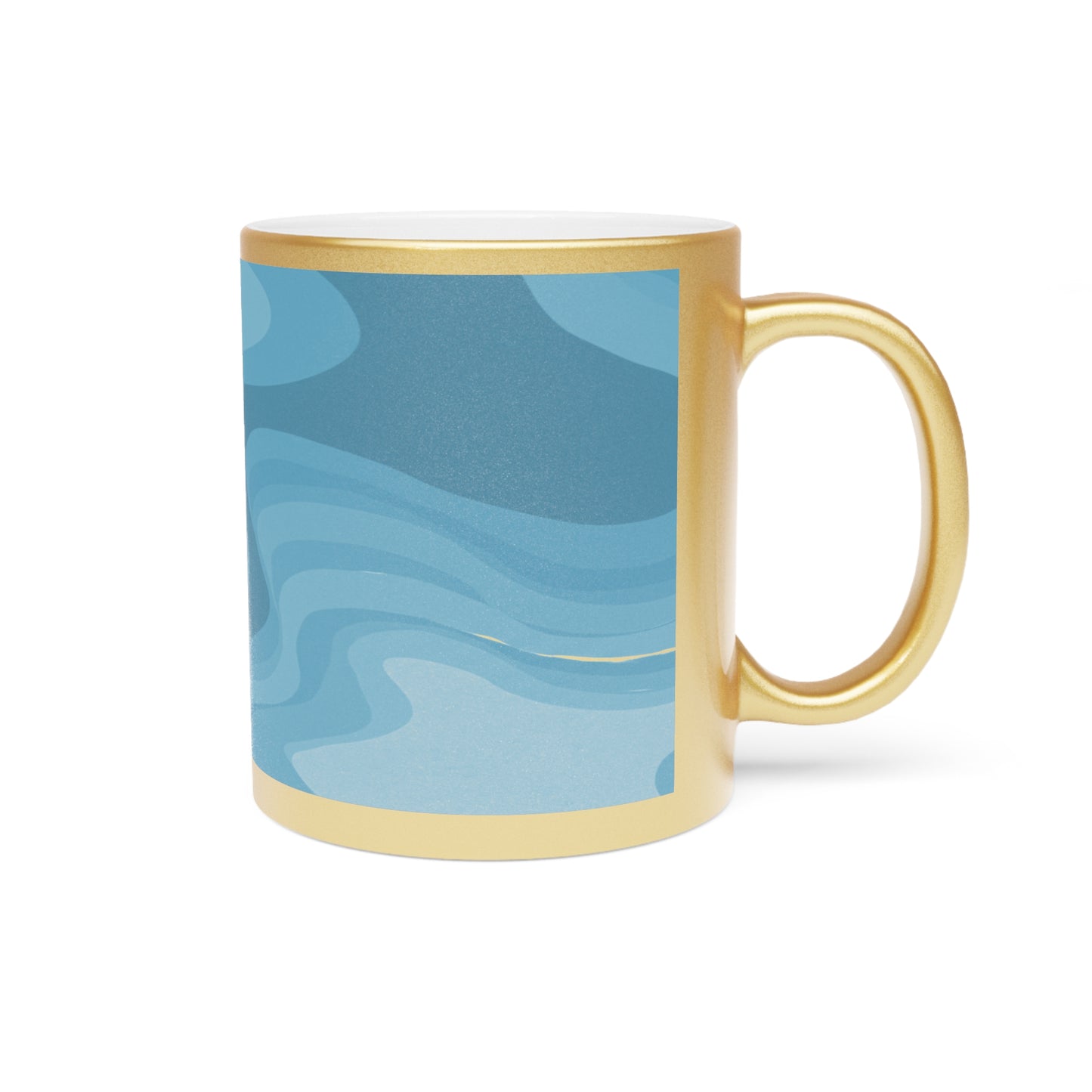 Sky Blue Wavey 11 oz Metallic Mug (Silver\Gold)