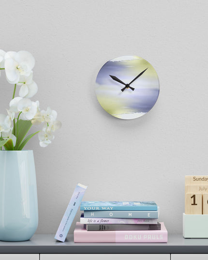 Lavender Sea Golden Fog Acrylic Round Wall Clock, 8" x 8"