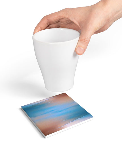 Blue Sea Peach Fog 4" x 4" Square Ceramic Coaster