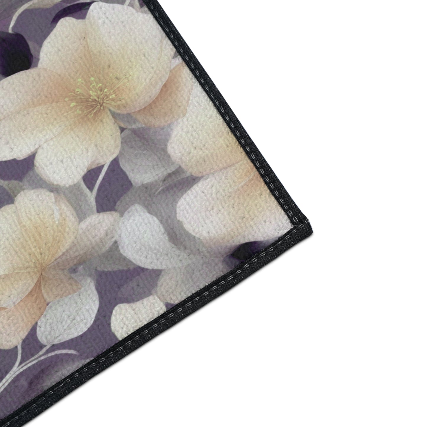 White Blush Floral Bunch Heavy Duty Floor Mat, 18" x 24"
