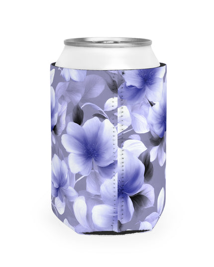 Indigo Blossom Floral Bunch 12 oz Can Cooler Sleeve