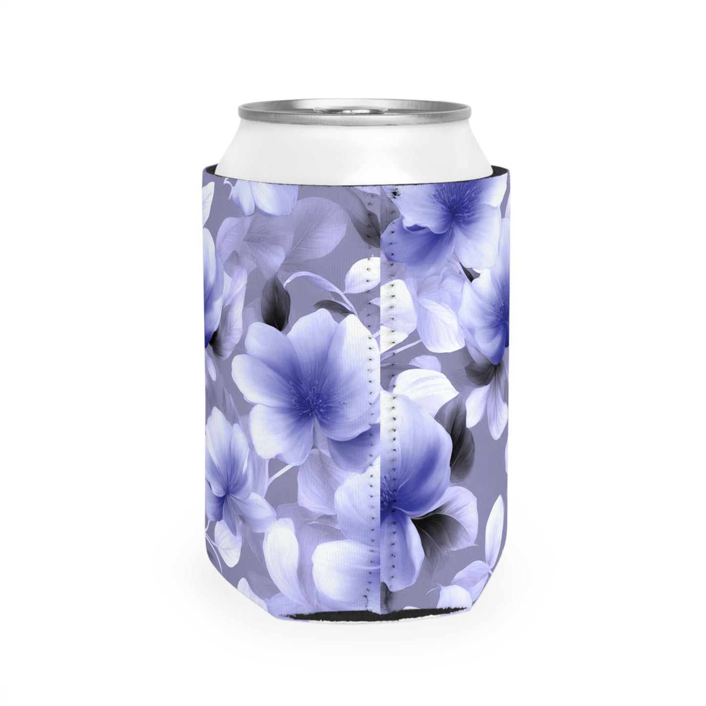 Indigo Blossom Floral Bunch 12 oz Can Cooler Sleeve