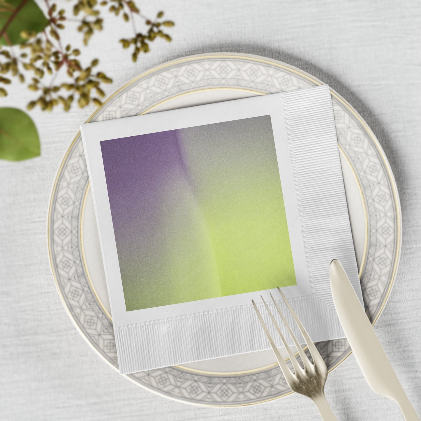 Purple Golden Fade White Coined Napkins, 6.5" x 6.5"