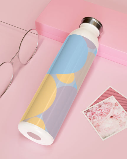 Pastel Baby Blue and Peach Patches Slim Water Bottle, 20 oz White