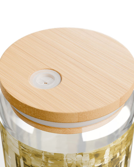 Striped Light Brown Sipper Glass, 16oz