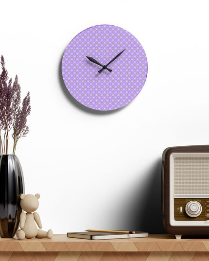 Lavender Star-crossed Bodies Acrylic Wall Clock, Round or Square, 10.75" x 10.75"