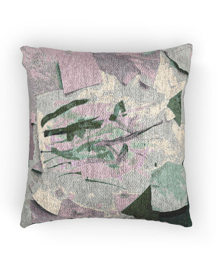 Deep Green Pink Paper Paint Woven Pillow, 17" x 18"