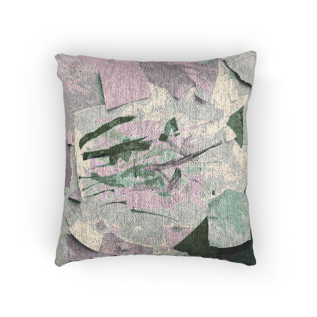 Deep Green Pink Paper Paint Woven Pillow, 17" x 18"