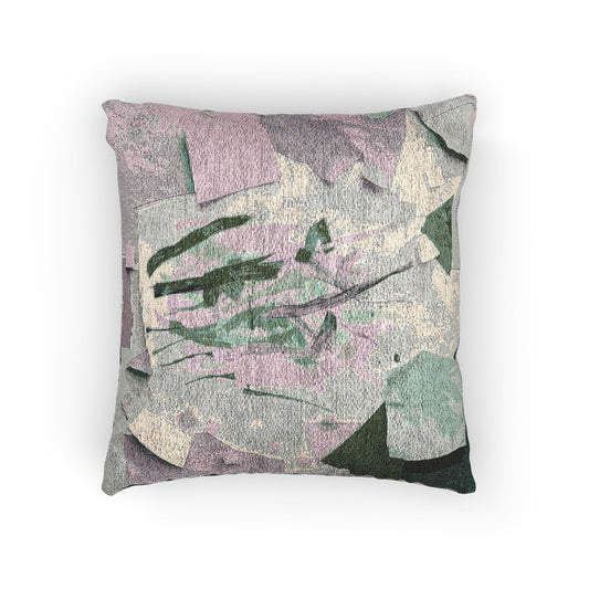 Deep Green Pink Paper Paint Woven Pillow, 17" x 18"