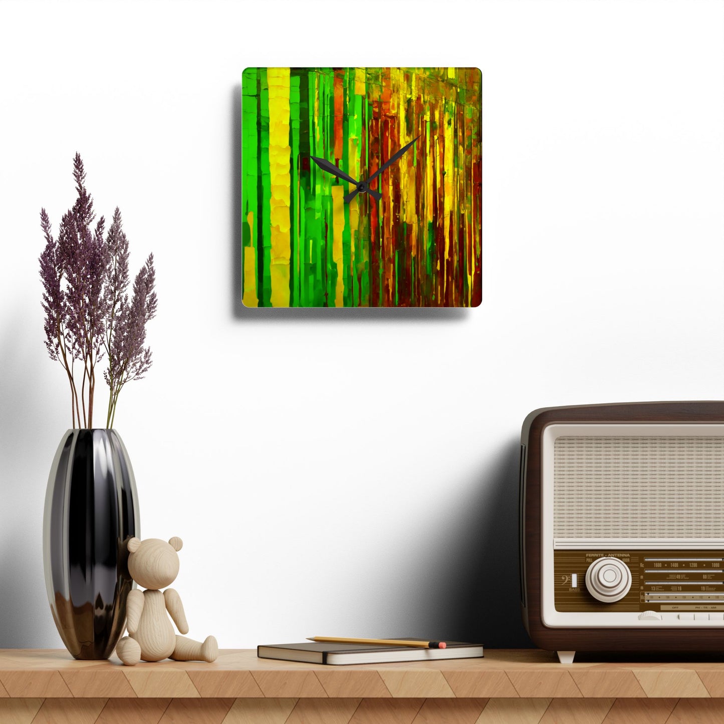 Striped Beta Acrylic Wall Clock, Round or Square, 10.75" x 10.75"