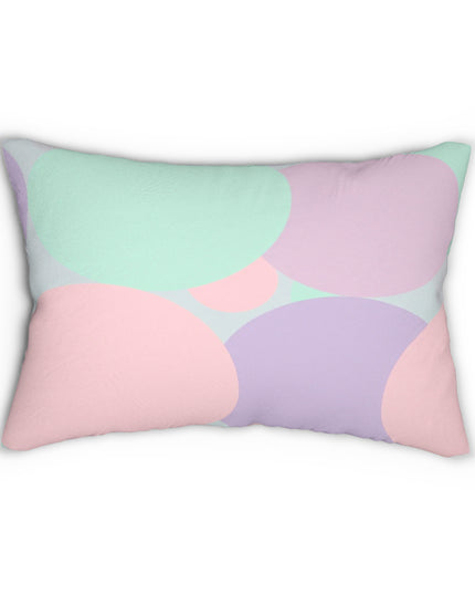 Pastel Peach and Soft Green Patches Spun Polyester Lumbar Pillow, 20" x 14"