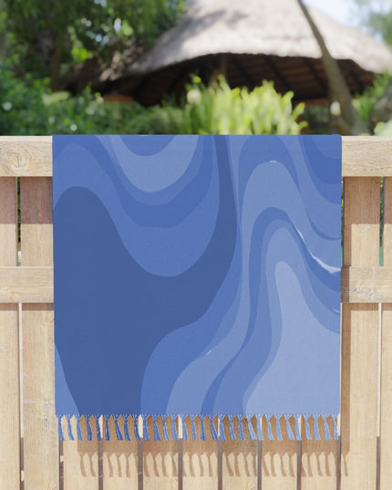 Deep Blue Wavey 38" × 81" Boho Beach Cloth