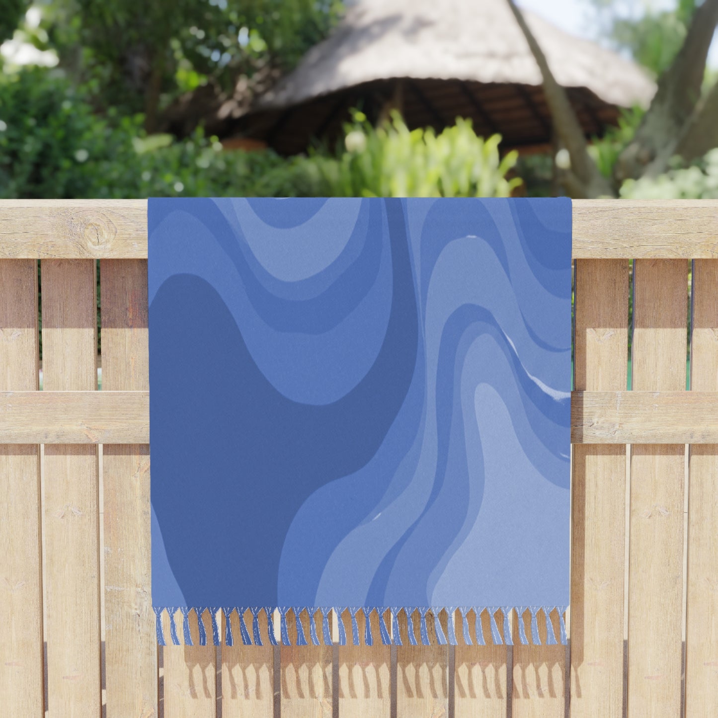 Deep Blue Wavey 38" × 81" Boho Beach Cloth