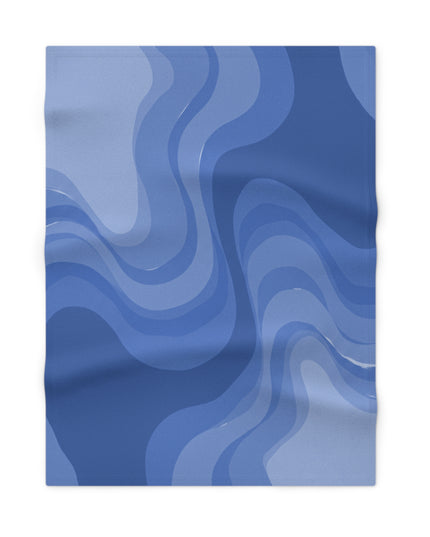 Deep Blue Wavey Soft Fleece Baby Blanket, 30" x 40"