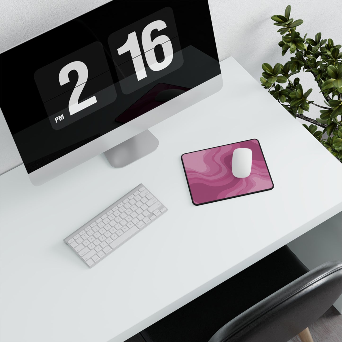 Pinky Mauve Wavey Non-Slip Gaming Mouse Pad, 9.5" X 8" Rectangle