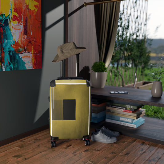 Tan Shadow Small Suitcase with built in lock, 4 double-wheels, telescopic handle, and ABS back hard-shell