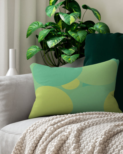 Pastel Green Patches Spun Polyester Lumbar Pillow, 20" x 14"