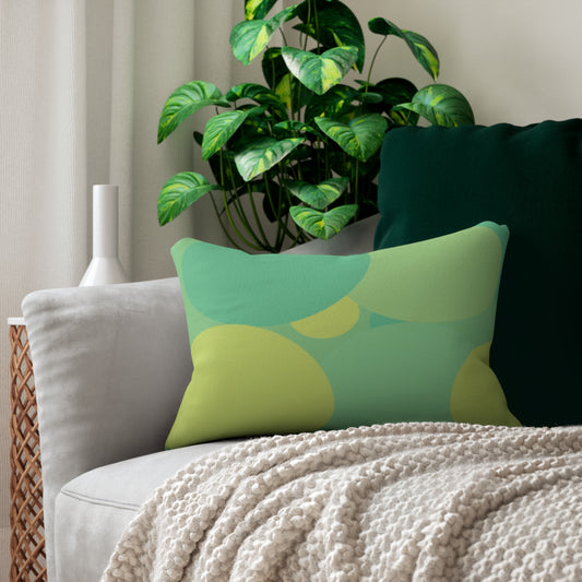 Pastel Green Patches Spun Polyester Lumbar Pillow, 20" x 14"