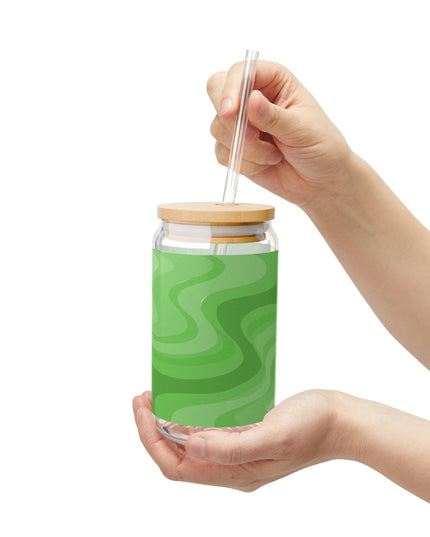 Greenie Meanie Wavey Sipper Glass, 16oz
