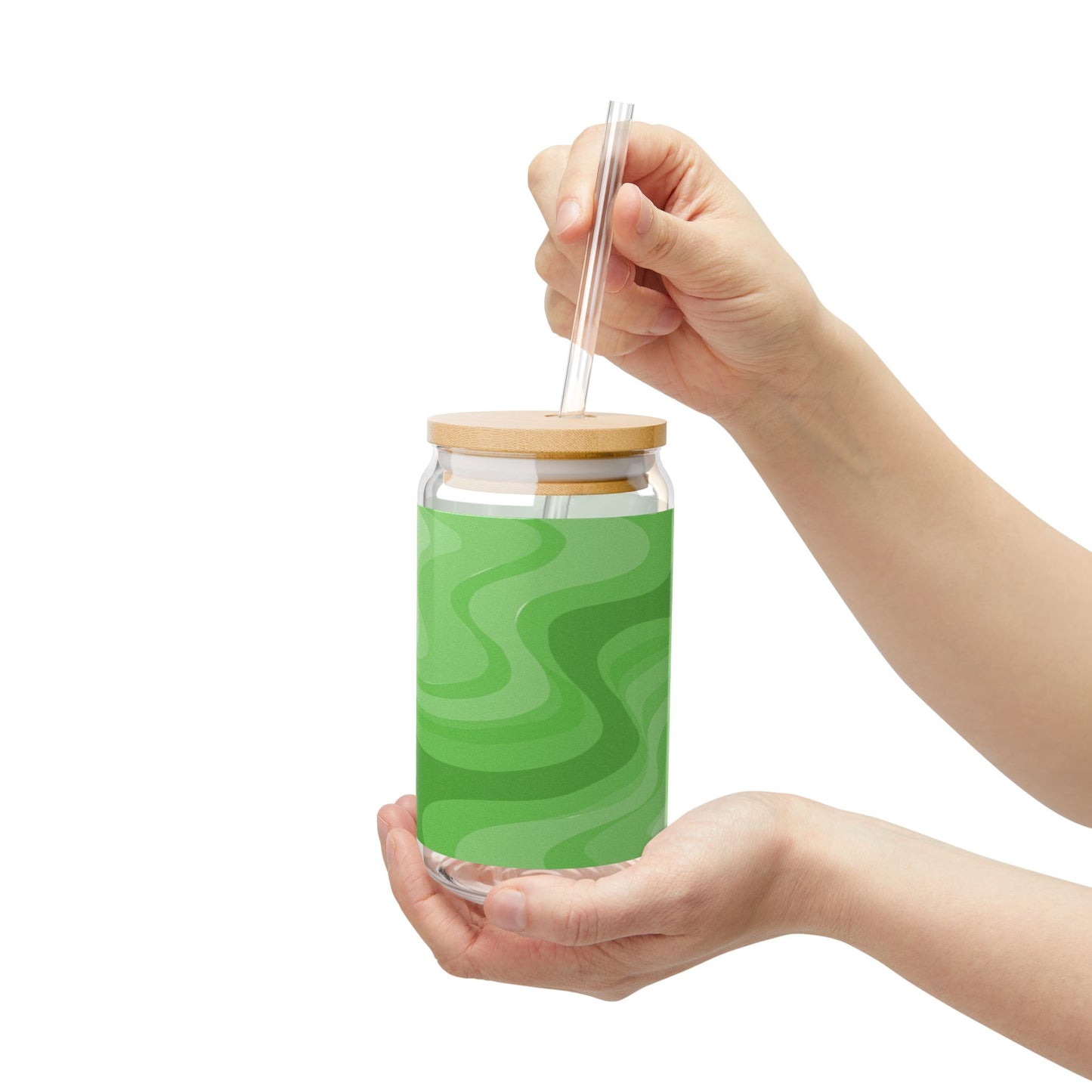 Greenie Meanie Wavey Sipper Glass, 16oz