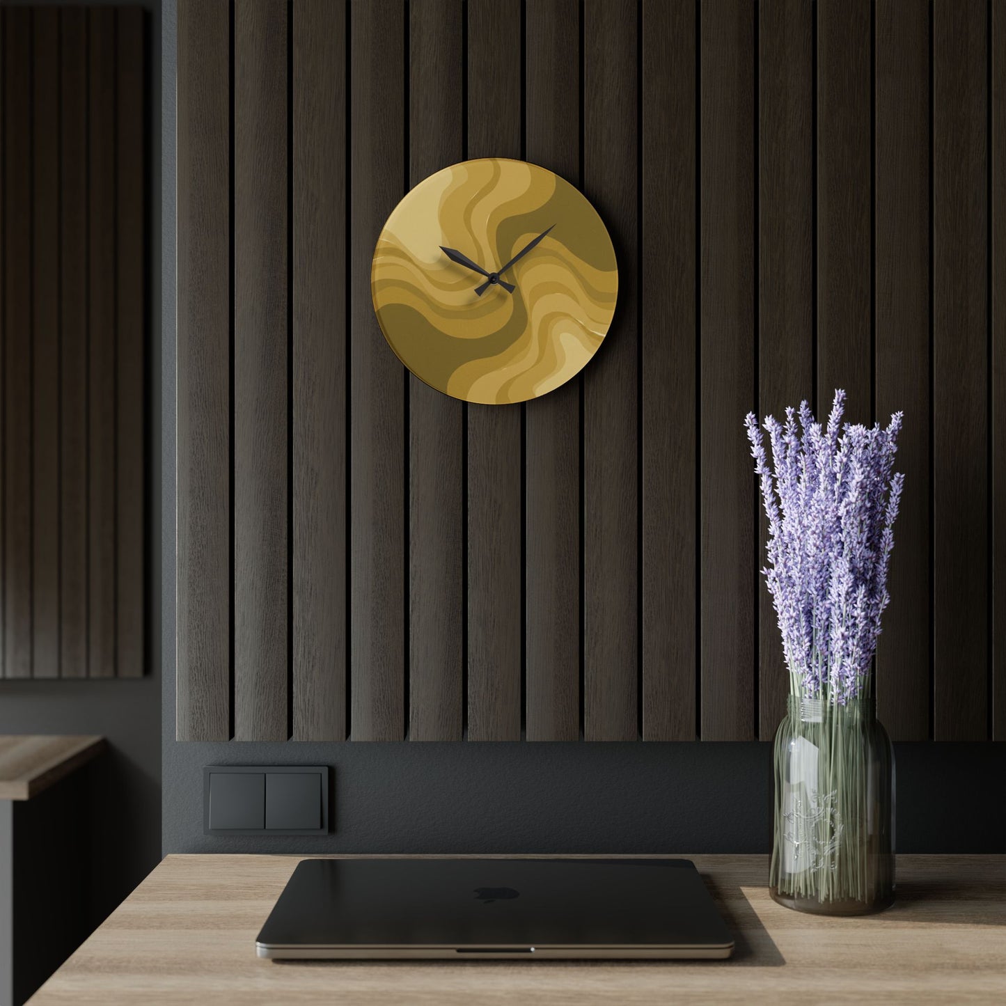 Brown Wavey 10.75" x 10.75" Round or Square Acrylic Wall Clock