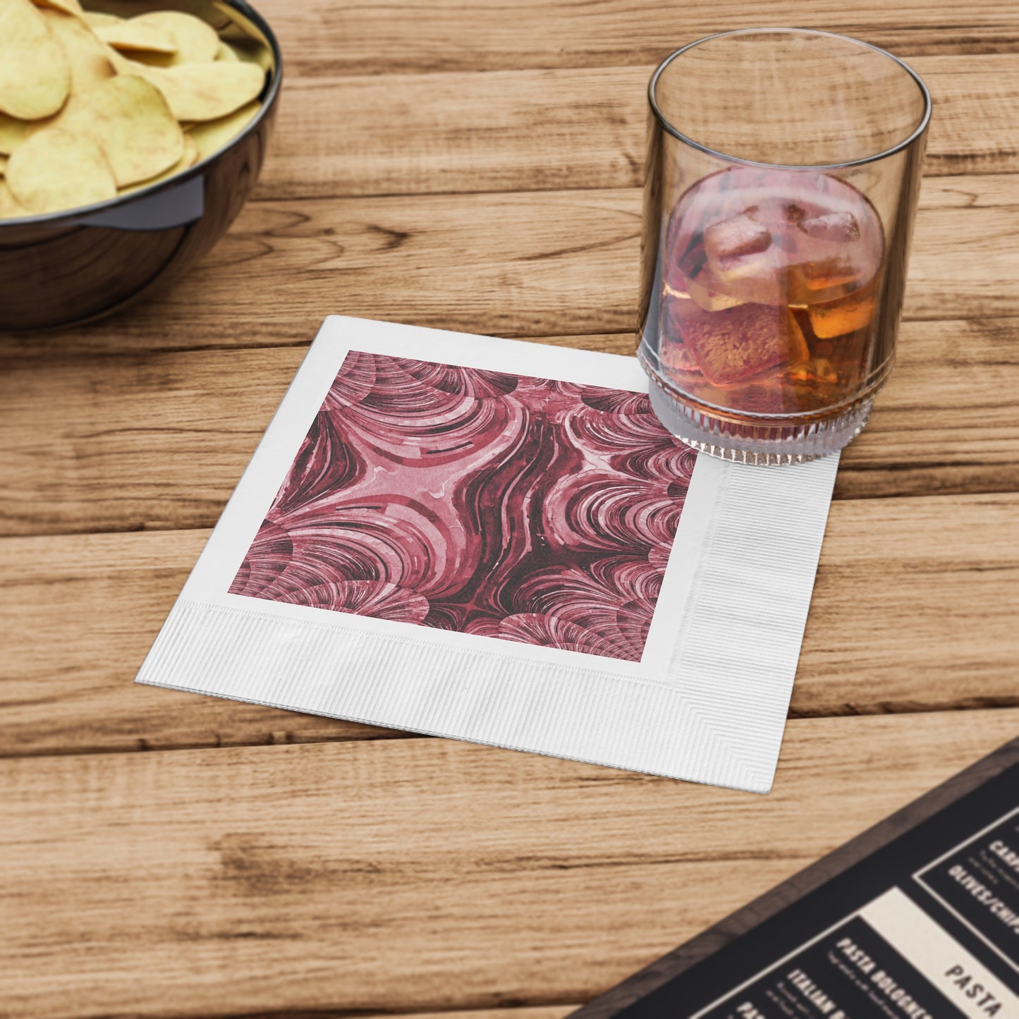 Uzi Spiral Ruby White Coined Napkins, 6.5" x 6.5"