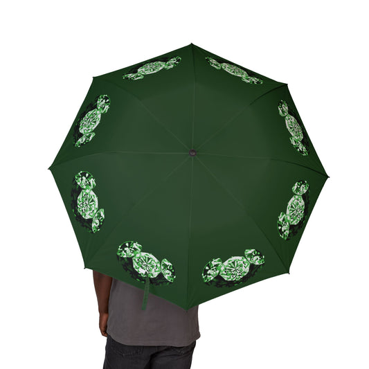 Stylish Dark Green Tri-Diamonds Foldable Umbrella - Compact & Chic