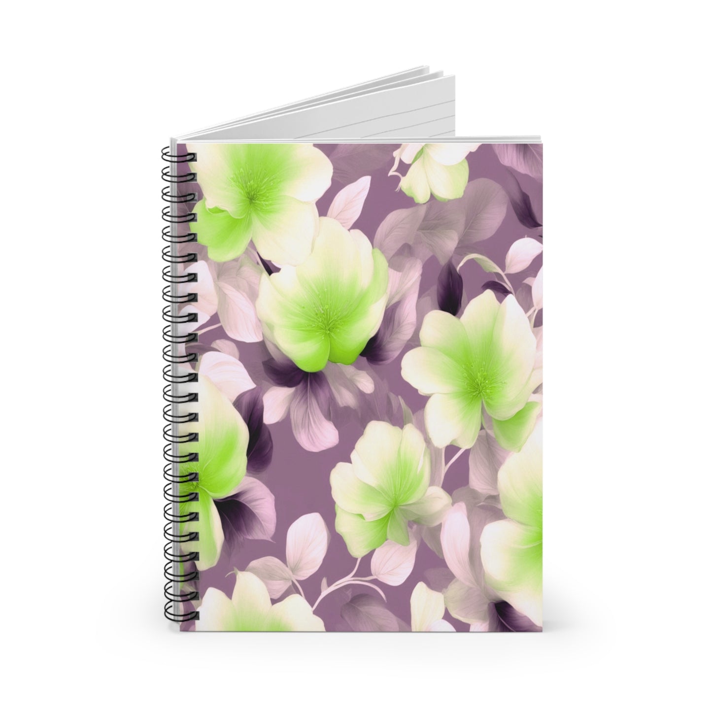 Lime Lavender Floral Bunch Spiral Notebook - Ruled Line, 6" x 8", 118 pages
