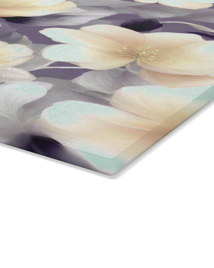 White Blush Floral Bunch Glass Cutting Board, 11" x 15"