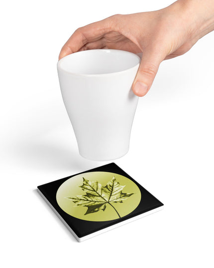 Lemongrass Maple Leaf 4" x 4" Square Ceramic Coaster