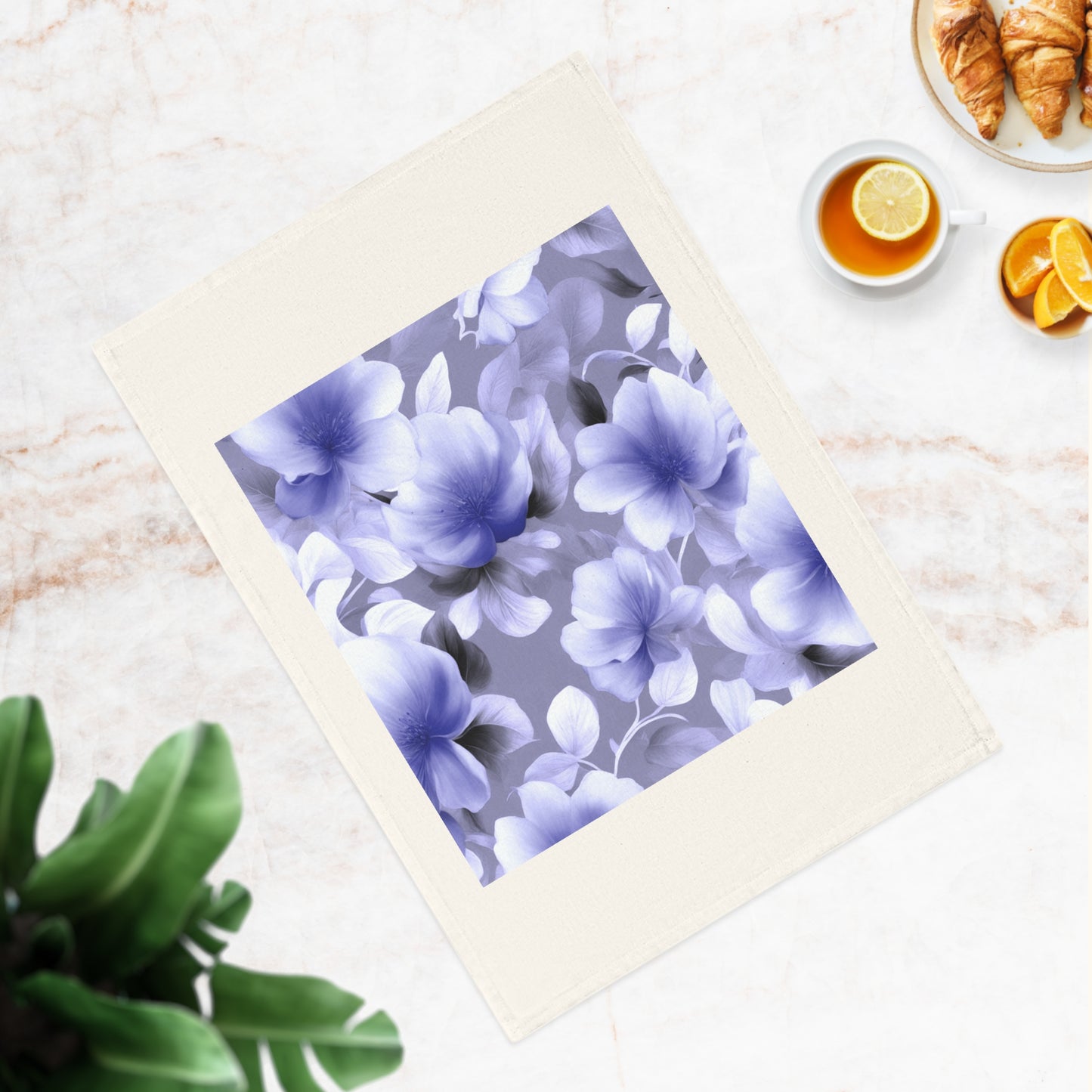 Indigo Blossom Floral Bunch Cotton Tea Towel 19.6" x 27.5"