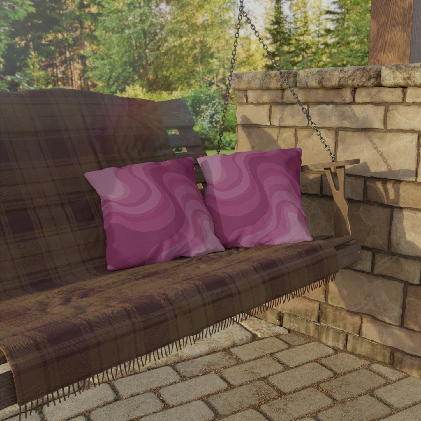 Pinky Mauve Wavey 16" x 16" Outdoor Pillow